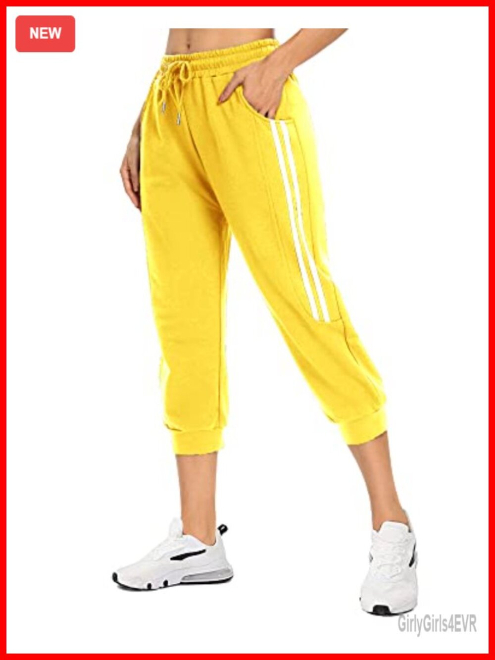 Women's Capri Sweatpants with Pockets Drawstring Joggers Yoga Workout Pants